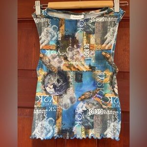 open back Y2k print topshop tank